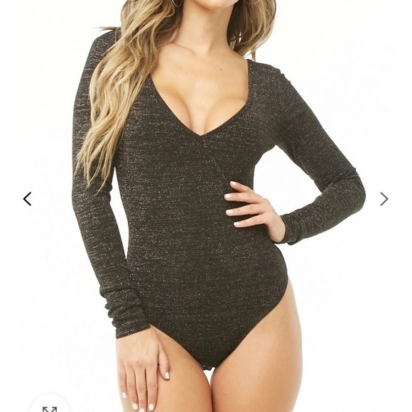 PAIGE Metallic Bodysuit Small Puff Sleeve - Picture 6 of 8